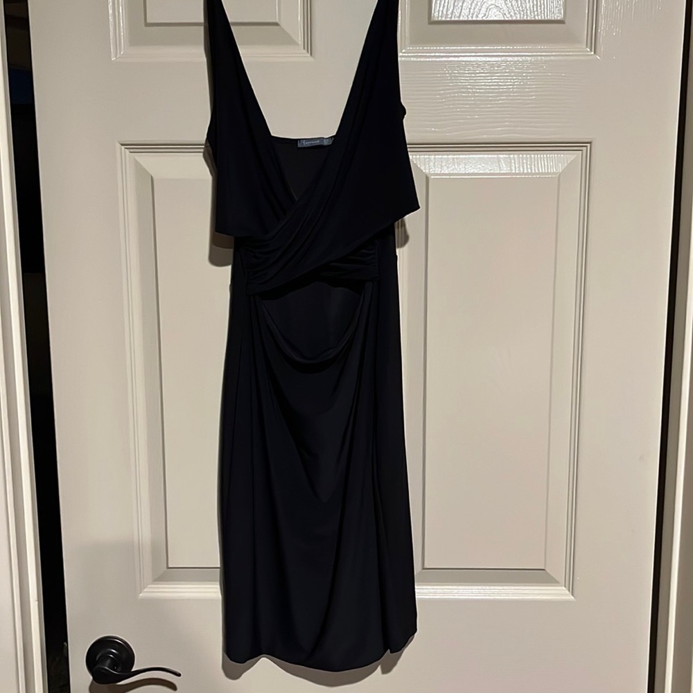 Crop Cut Black Mini Dress - Picture 1 of 4